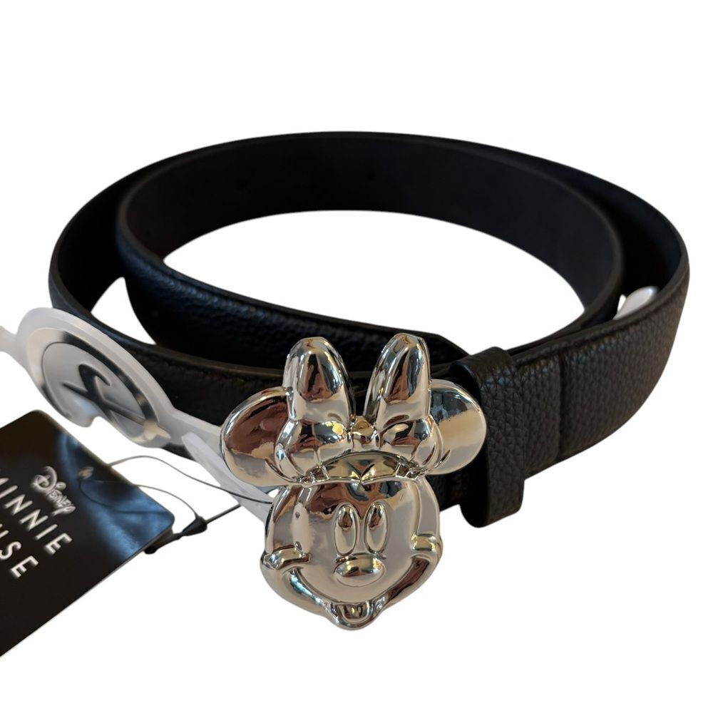 Disney Black Belt with Good Sized Silver Toned Minnie Mouse Buckle.